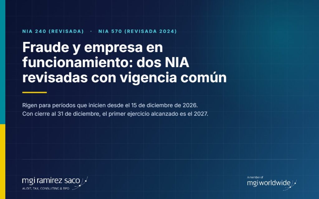 Portada MGI Ramirez Saco sobre la vigencia de la NIA 240 (Revisada) y la NIA 570 (Revisada 2024)